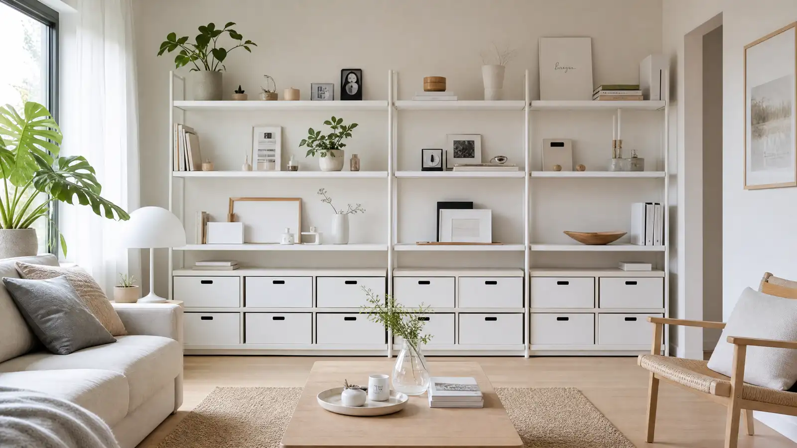 A calm, organized morning routine setup with a planner, a tidy desk, and soft natural light